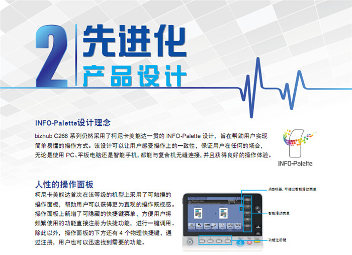 柯尼卡美能達C266彩色復印機人性的操作面板-科頤辦公 柯尼卡美能達C266彩色復印機人性的操作面板-科頤辦公