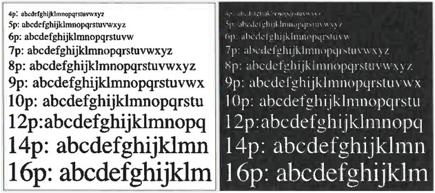 白底和反相英文字母測試頁打印效果